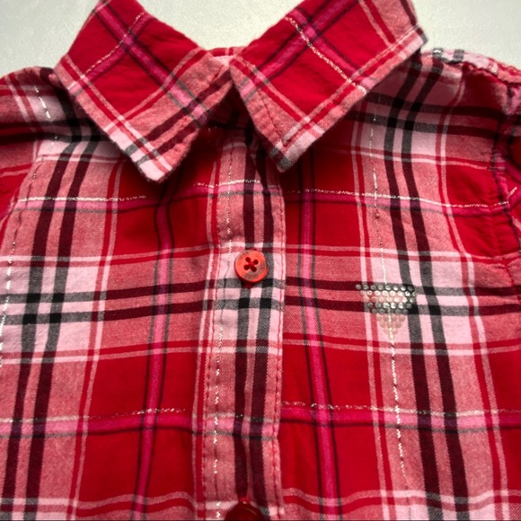Guess Los Angeles Girls Red/Black Plaid Shirt Sz 3 - Picture 3 of 13